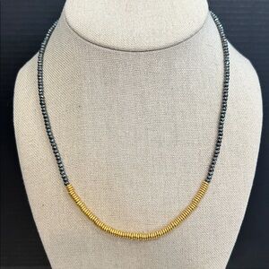 Bronze Milor Hematite Bead Necklace - Minimalist Gold and Black